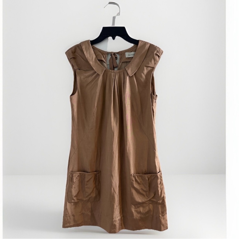 VERONIKA‎ MAINE Copper Shimmer Evening  Dress Ladies 8 Pockets Collar